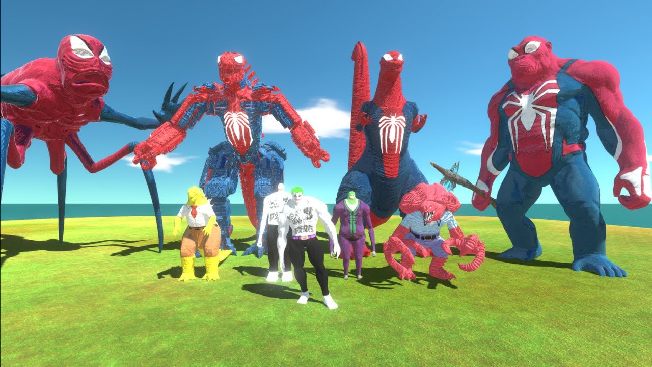 Team Spiderman + Shin Godzilla + Mechagodzilla vs Team Joker + Spongebob Godzilla - ARBS