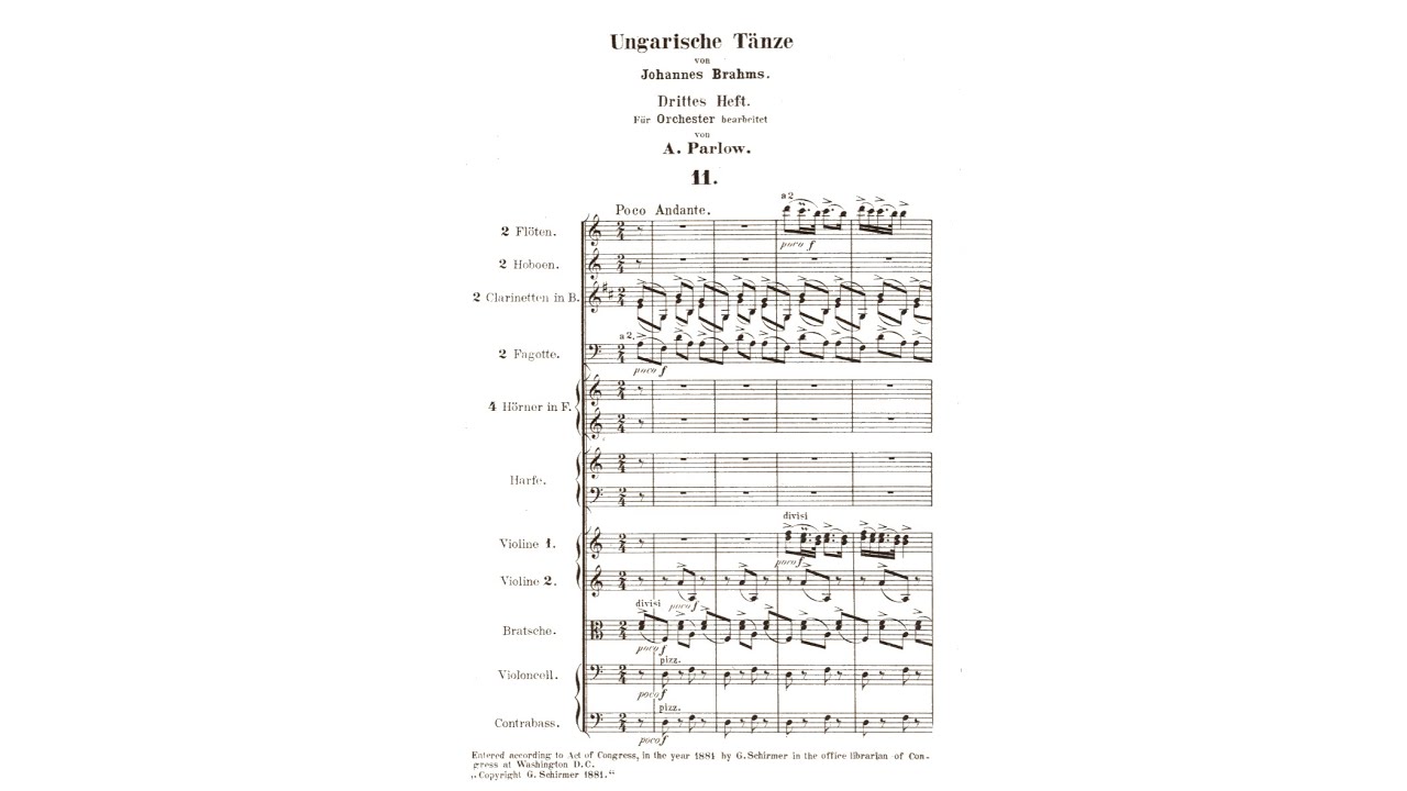 Brahms: Hungarian Dance No. 11 - 16 for Orchestra (with Score)