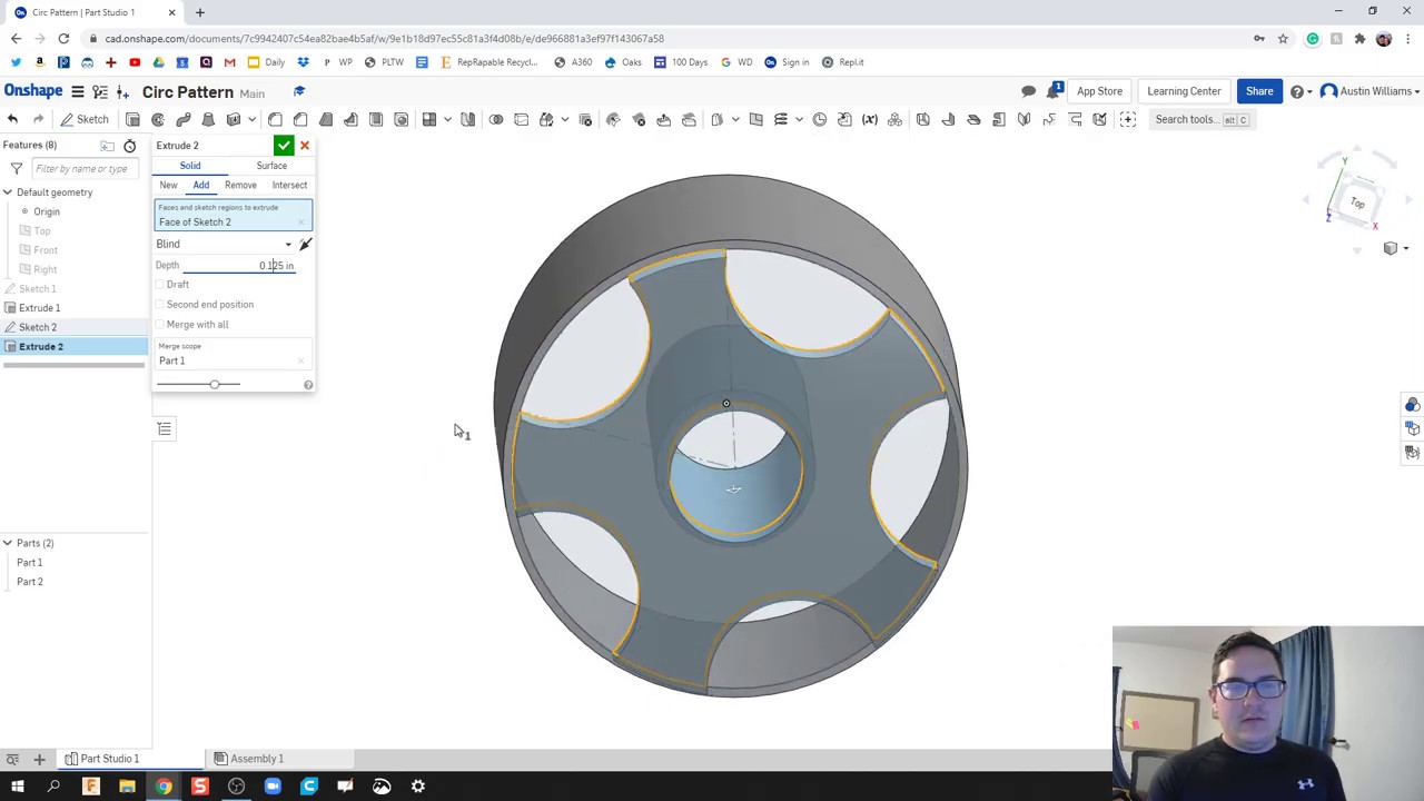 Круговой узор — день 10 из 100 путешествий OnShape