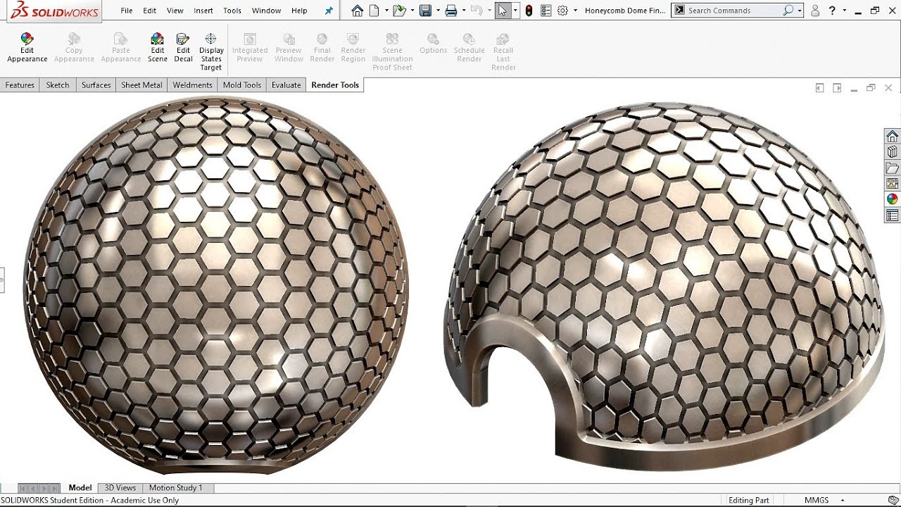 Exercise 66: How to make a 'Honeycomb Dome' in Solidworks 2018