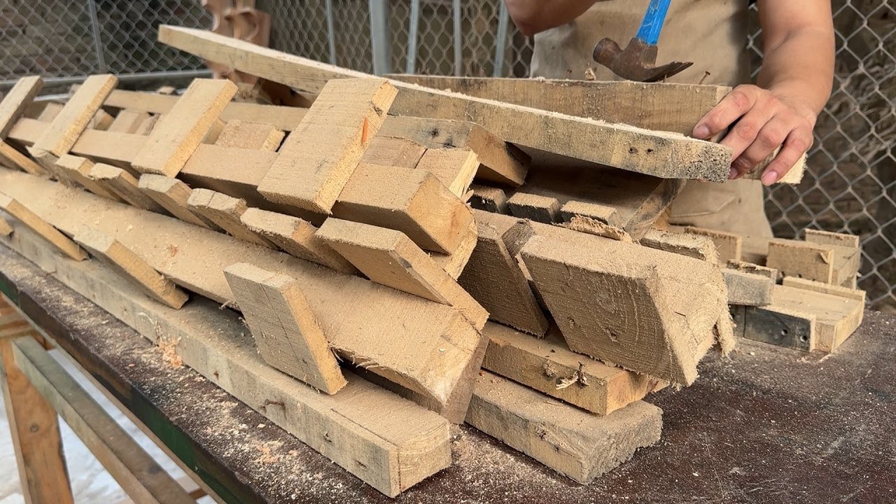 Young Man Transforms Old Pallets into Unique Cabinet - Top Pallet Wood Recycling Idea