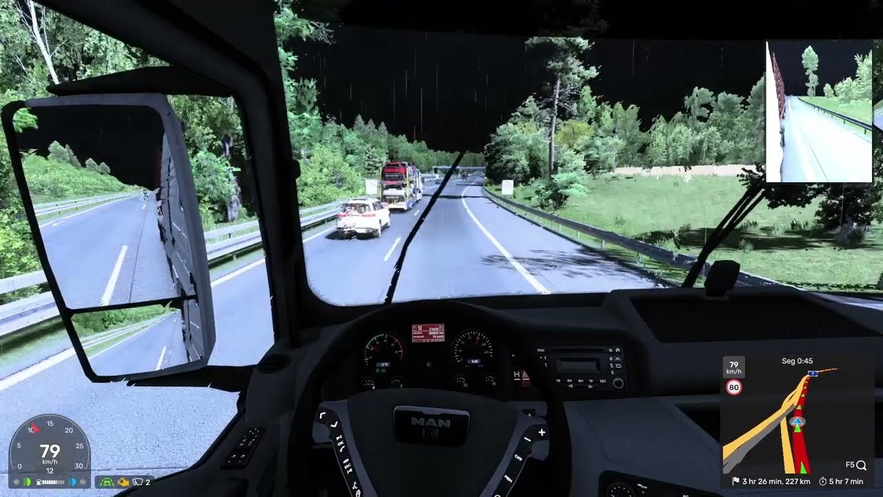 Rainy Night Truck Driving | ETS2 ASMR | Thunderstorm Sounds