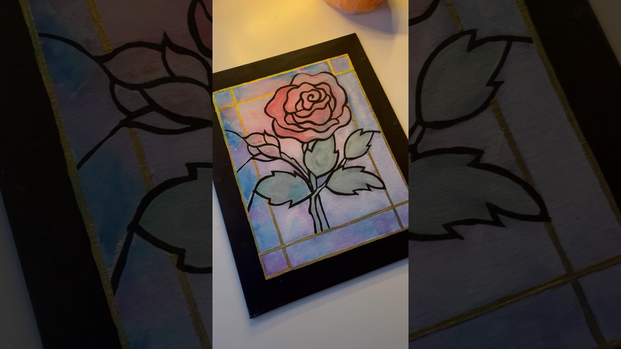 Make a stained glass rose 🌹 using plastic wrap and markers 