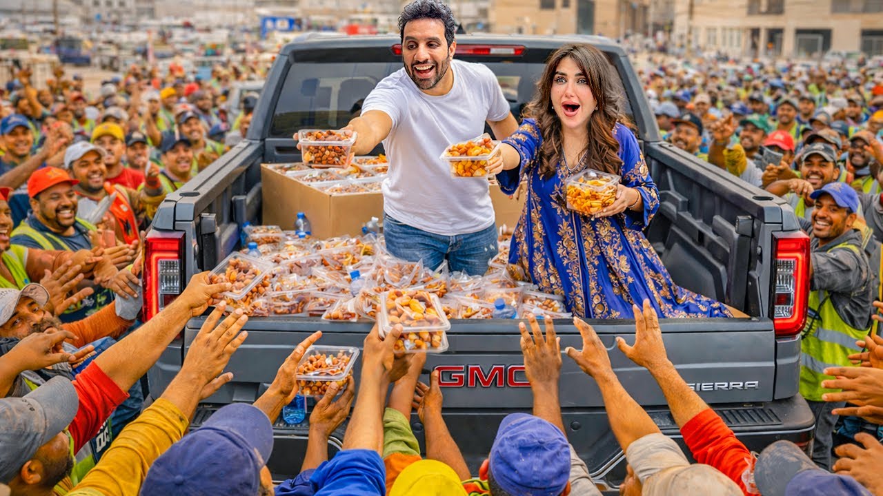 وزعنا اكثر من 100 وجبة افطار للعمال | هجموا علينا !!