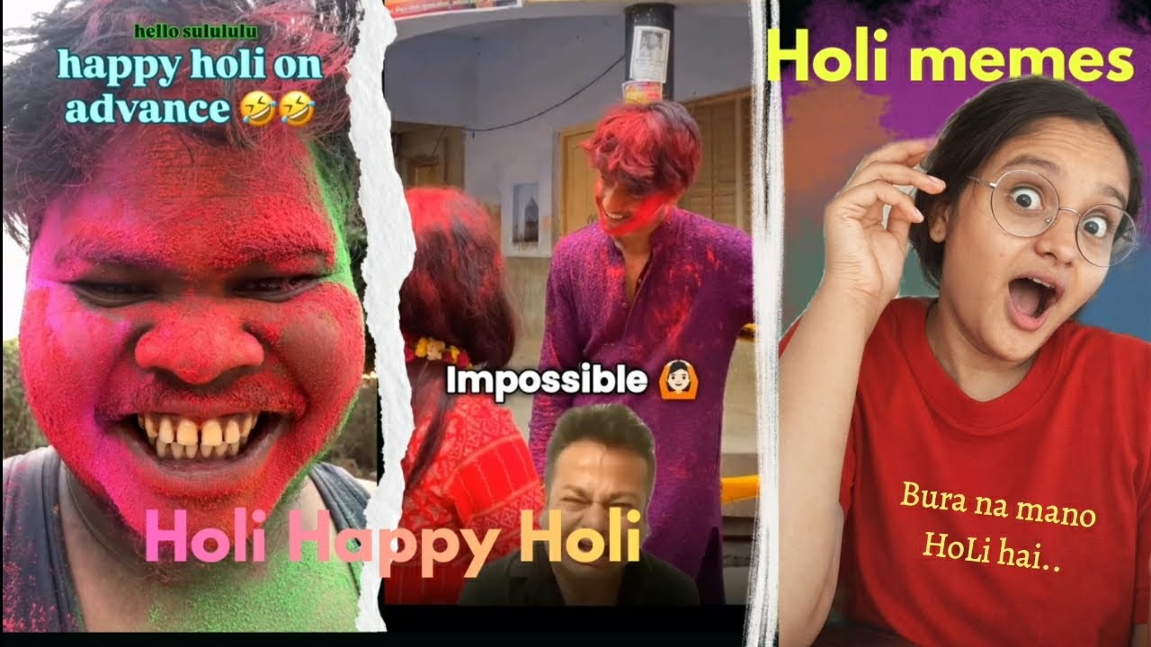Reaction on HoLi Memes😅 ||HUMOURHUBS|| 