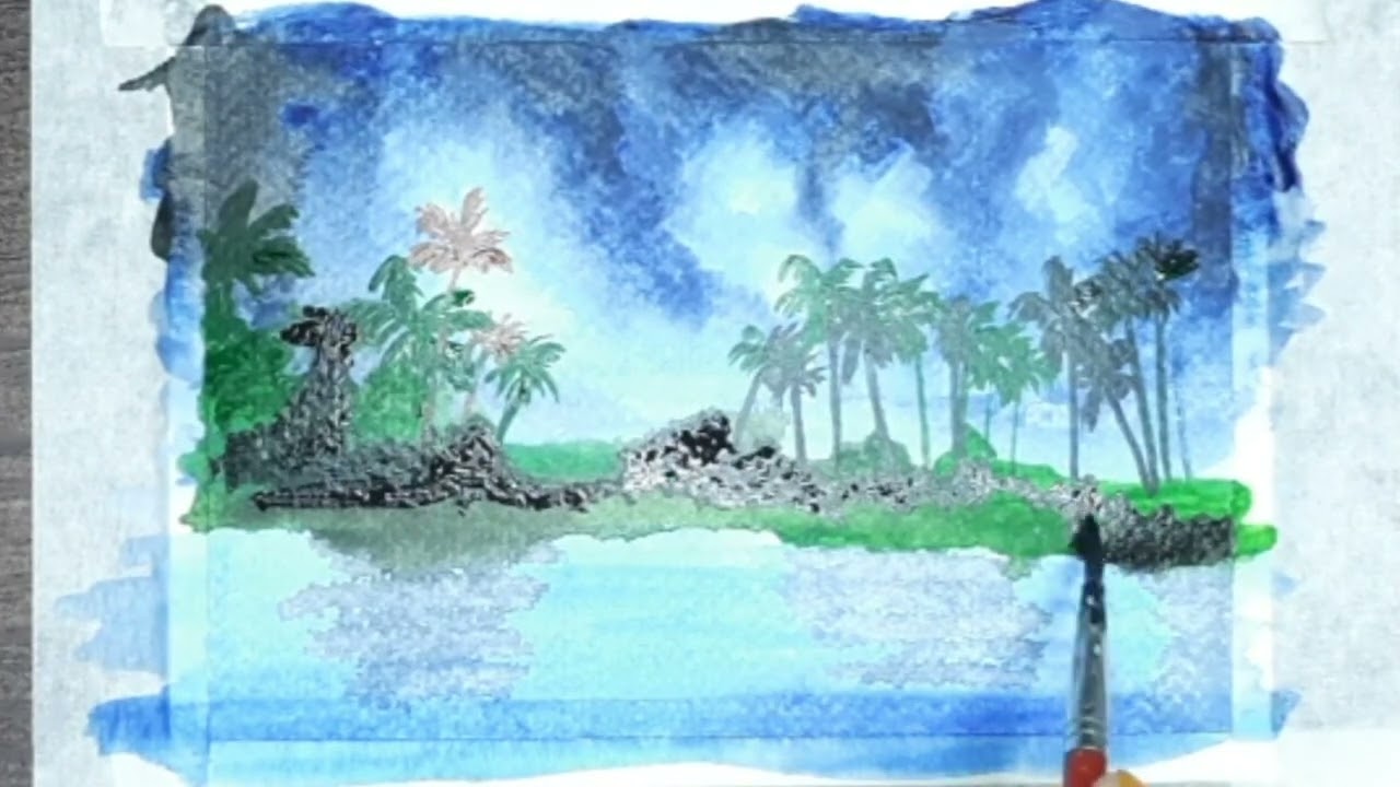 Painting a Rainy Day in Tropical Rainforest | Step-by-step #acrylicpainting #rainforest #tropical