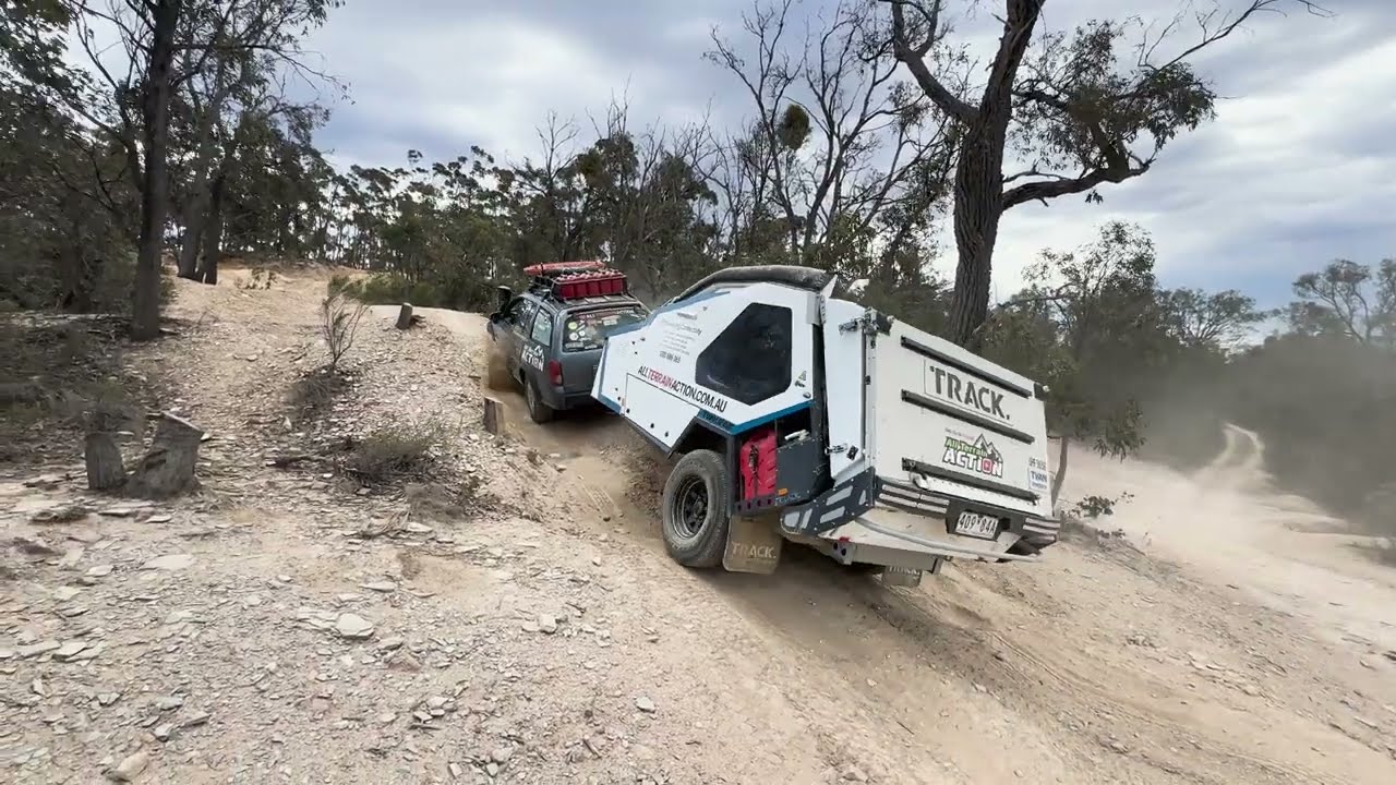 Adventra showing its offroad traction control system with a 1.6T loaded single axle TVAN camper