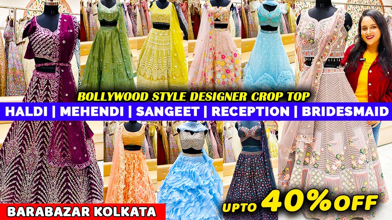 Barabazar Crop Top Lehenga Market | Designer Crop Top Lehenga Kolkata | Bridesmaid Lehenga Kolkata