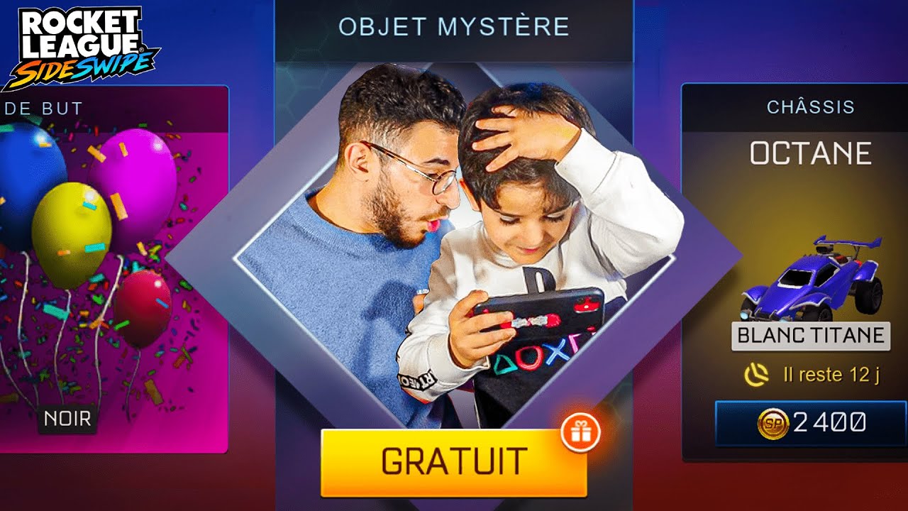 MON PETIT FRERE FAIT SON PREMIER ENORME PACK OPENING SUR ROCKET LEAGUE SIDESWIPE ! ( mobile )