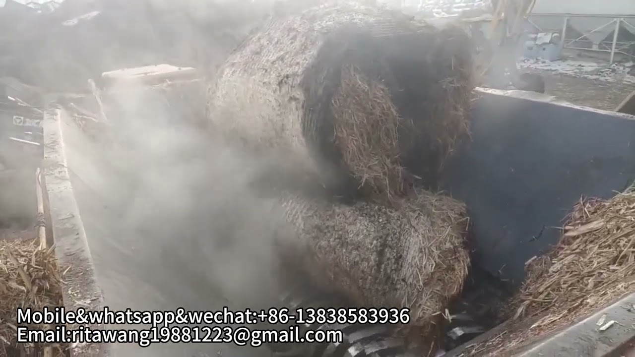 Biomass shredder:Rice Paddy stalk bales shredding,straw bales shredder