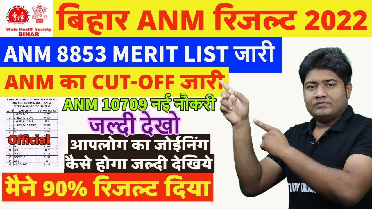 बिहार स्वास्थ्य विभाग ANM 8853 Cut Off/SHSB 8853 ANM Final Cut off/SHSB ANM 8853 Merit List/ANM 2022