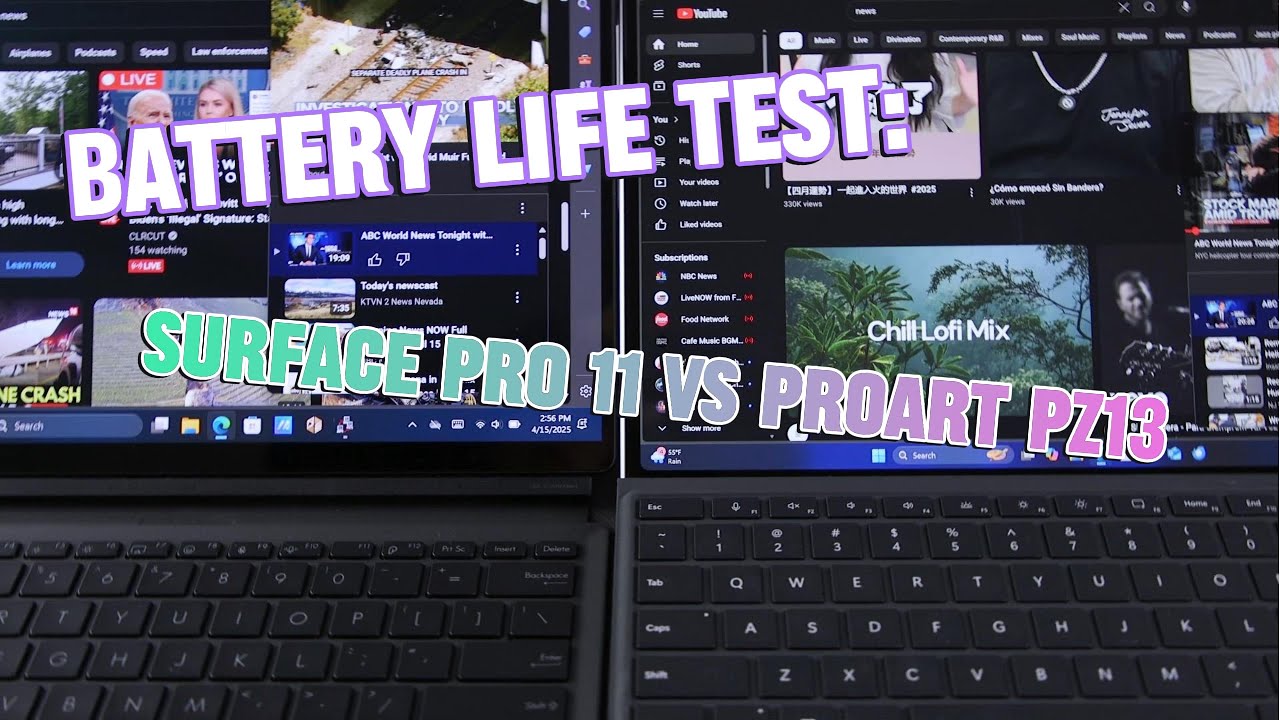 Battery Life Test Surface pro 11 vs  PZ13 #asusproart #microsoftsurface #battery