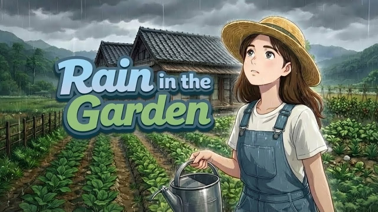 Rain in the Garden – A Quiet Rainy Evening | Gentle Piano & Cozy Anime Ambience