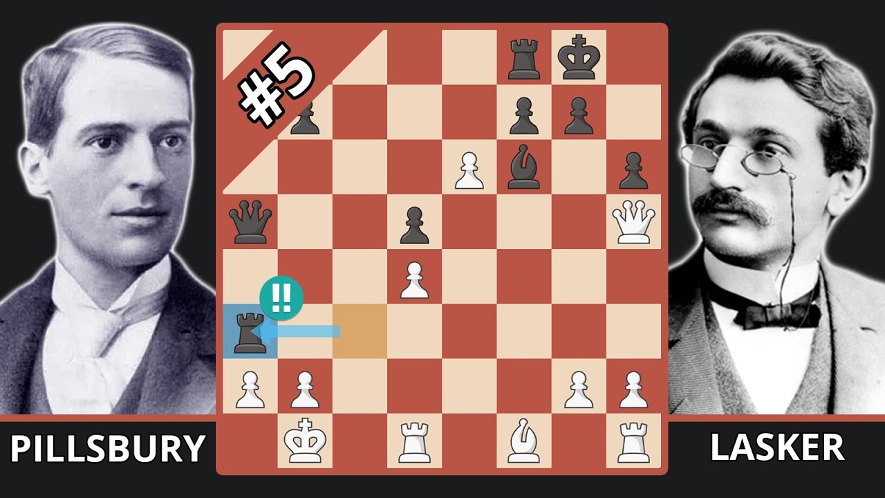 Lasker's Brilliant Triple Rook Sacrifice Against Pillsbury - Pillsbury vs. Lasker, 1896