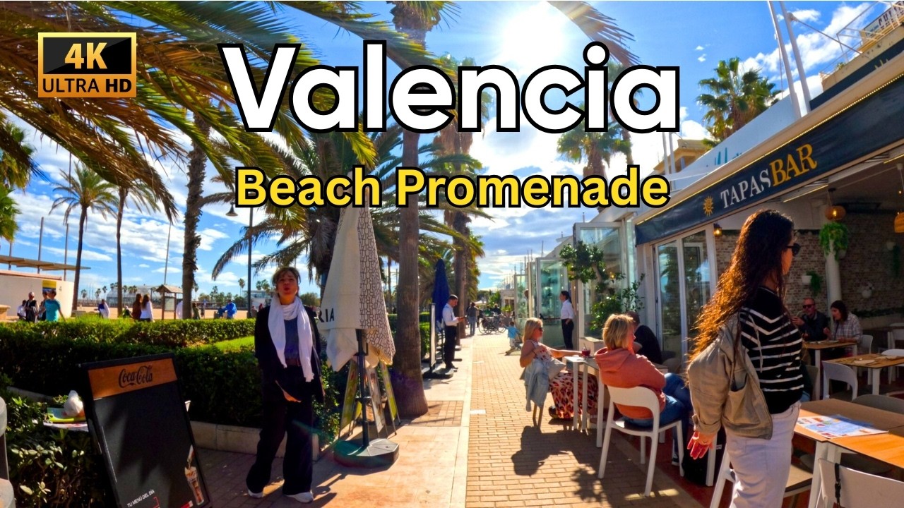 Golden Afternoon at Valencia’s Beach | A Walk from Malvarrosa to Marina Real (Spain 4K Walking Tour)