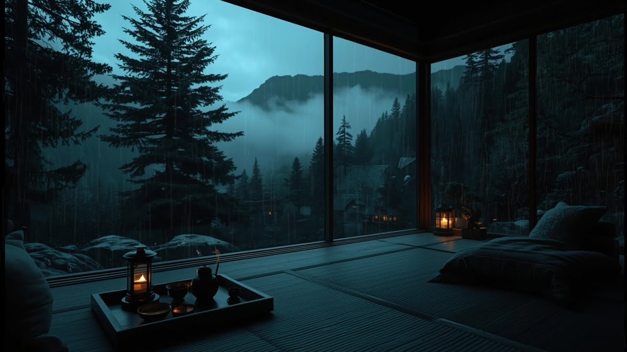 Peacefull Rain at a Deep Mountain Cabin 🌧 (No Ads) | Rainy Night for Deep Sleep and Relaxation