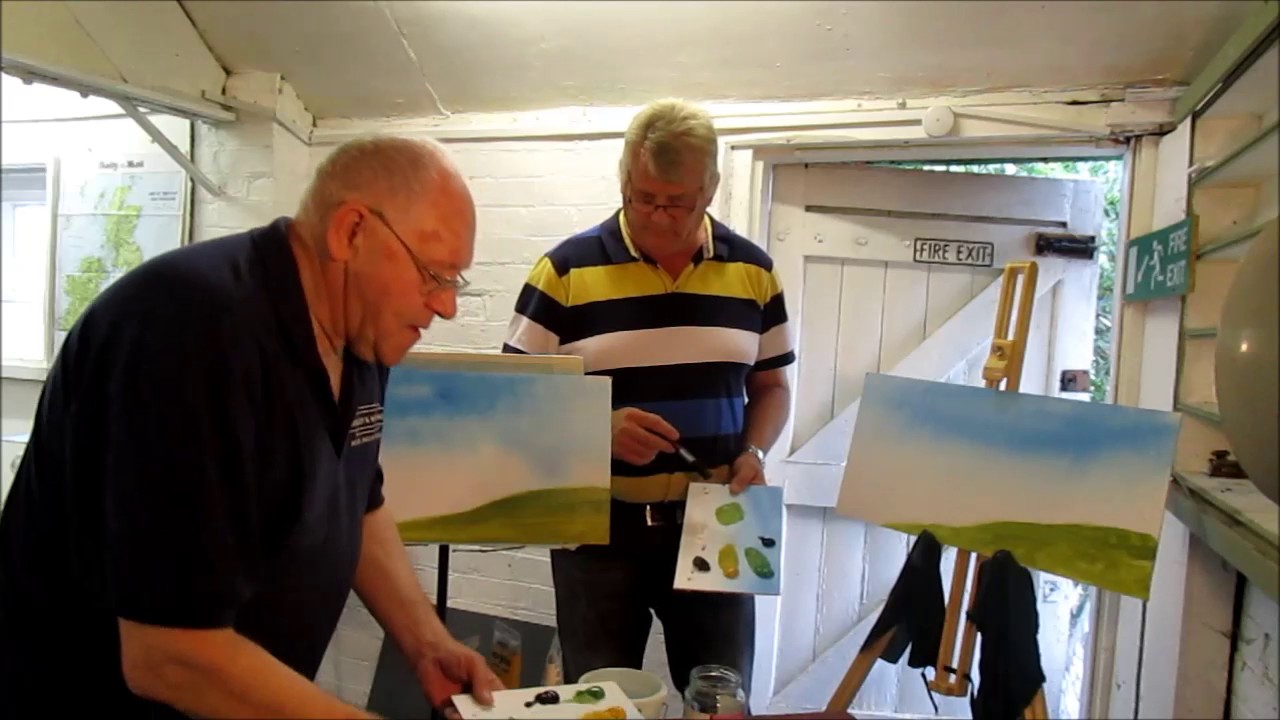 Backscene Painting Demo 1st Aug 2017, Andy Peters Model Railways, Acrylics,