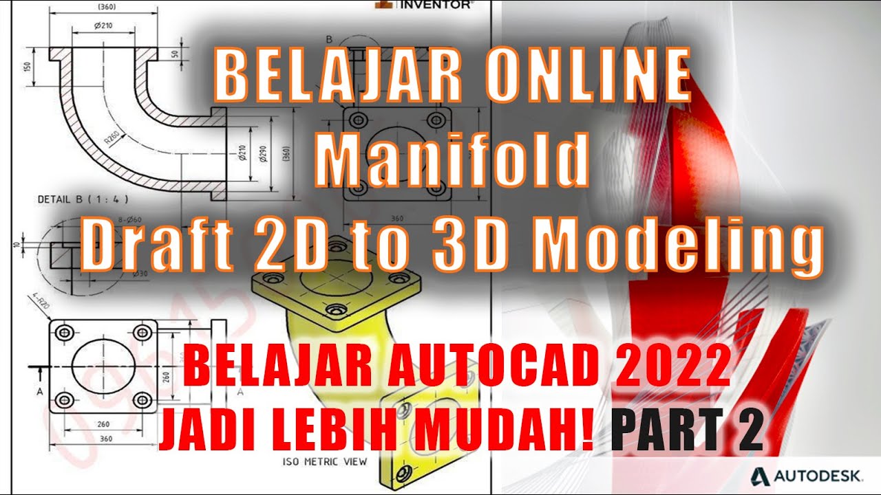 Manifold Draft 2D to 3D Modeling CAD 2022 Part2#belajarautocad #softwarecad #autocad3d #engineering