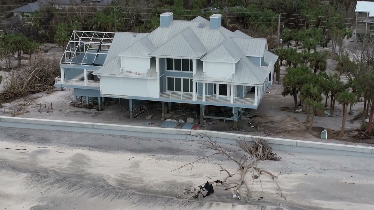 Drone footage of manasota key from middle beach, north then south
