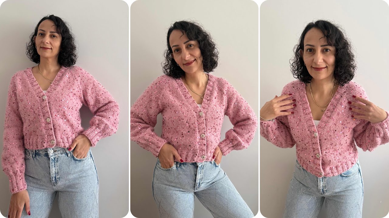 BOMBAA💕M BEDEN PULLU CROP HIRKA💕YAKADAN BAŞLAMA YAPIMI AŞIRI KOLAY💕#crophırka #knitting #crochet 