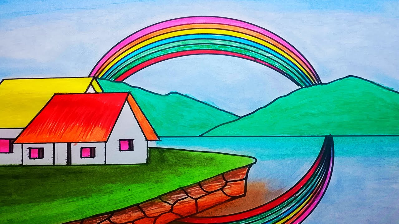 Rainy Season Drawing Easy/Rainy Season Scenery Drawing/How To Draw Rainy Day Drawing Easy Steps