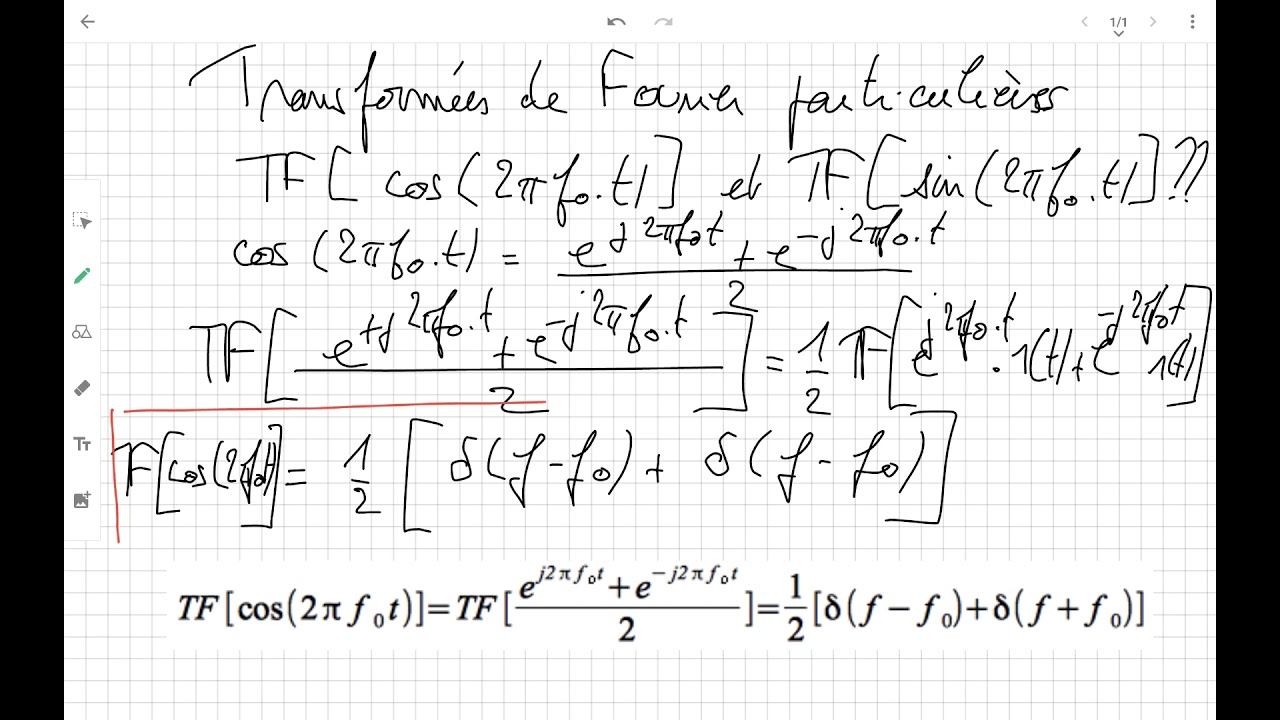 Transformée de Fourier 2 / Transformées particulières