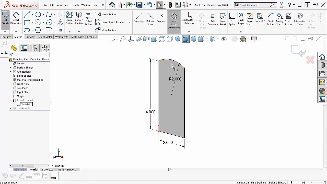 SOLIDWORKS - Dangling Relations in Sketches