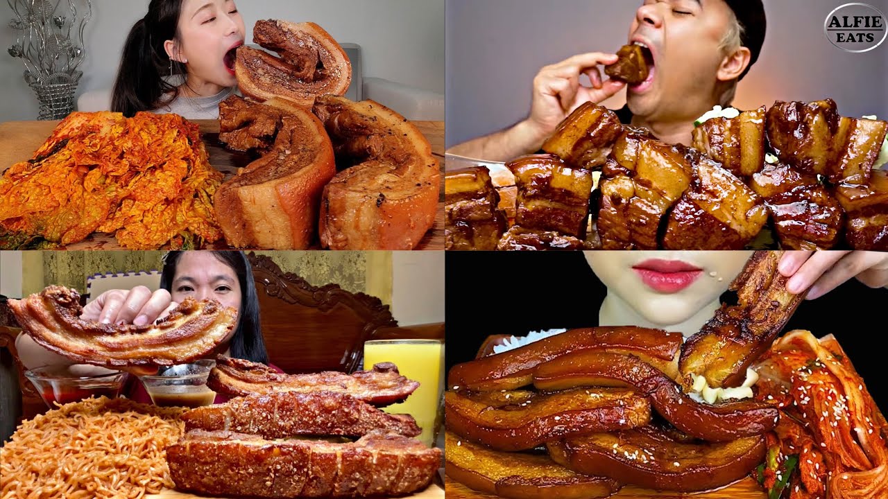PORK BELLY MUKBANG | DIFFERENT TYPES OF PORK BELLY BIG BITES