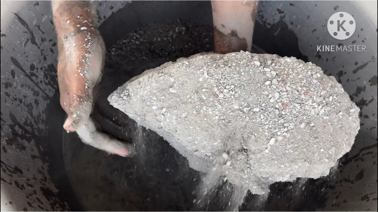 Dusty gritty sand cement big chunks water crumbling #asmr 