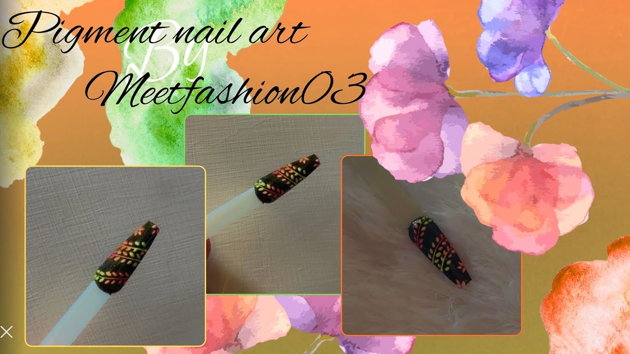 Pigment powder nail art design 