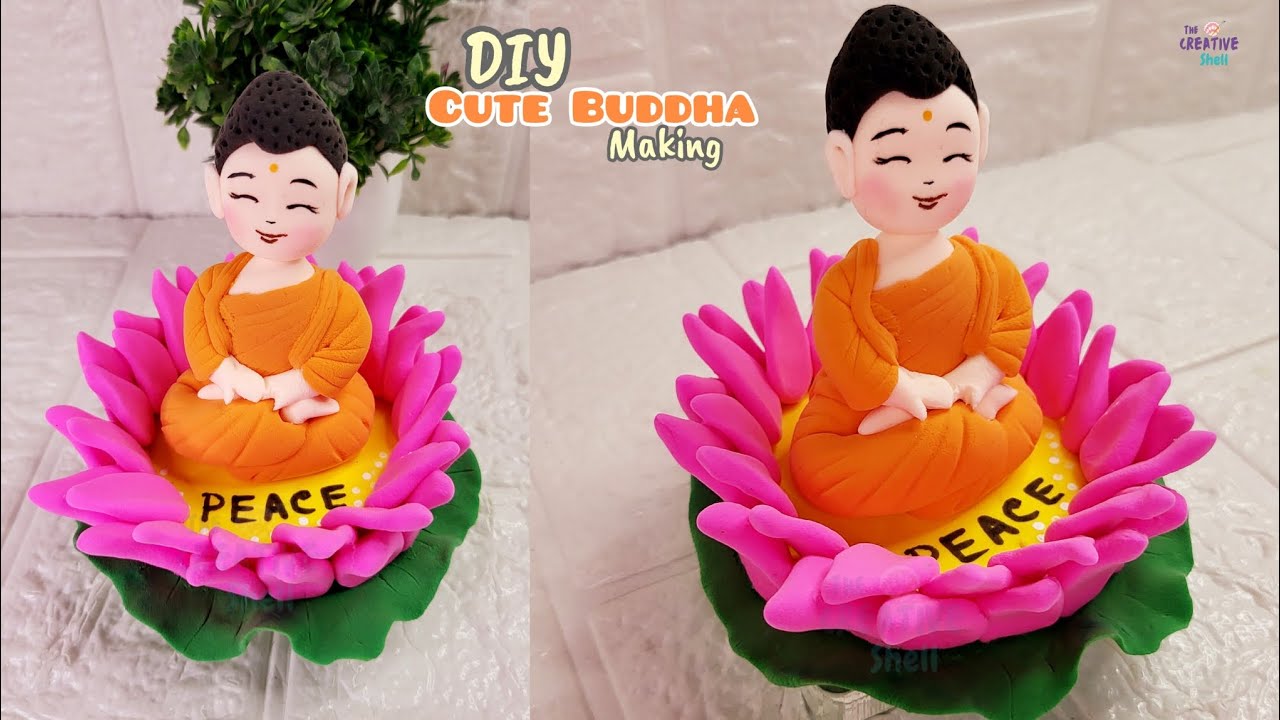 🪷DIY Cute Buddha making with Super Clay | Cute things to make with clay | Air Dry Clay craft ideas