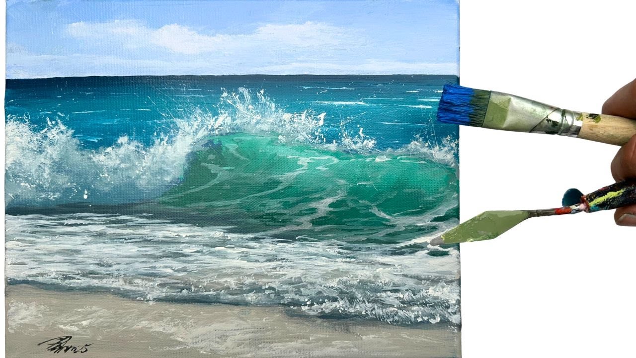 Welle malen mit Acryl - als ANFÄNGER (Anleitung)