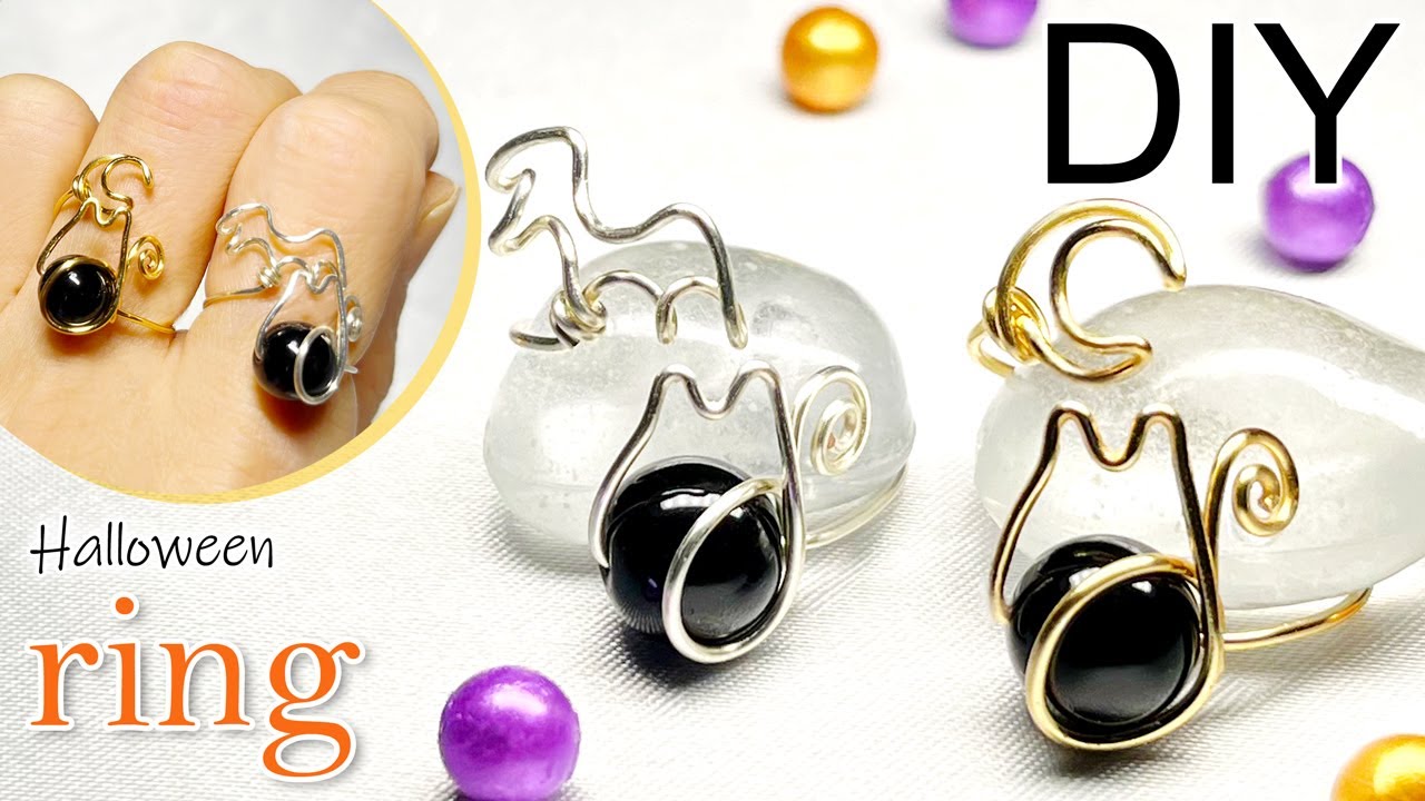 黒猫と月のワイヤーリングの作り方 | ハロウィン | ハンドメイド | Black Cat and Moon Wire Ring | Halloween | Handmade | Easy DIY