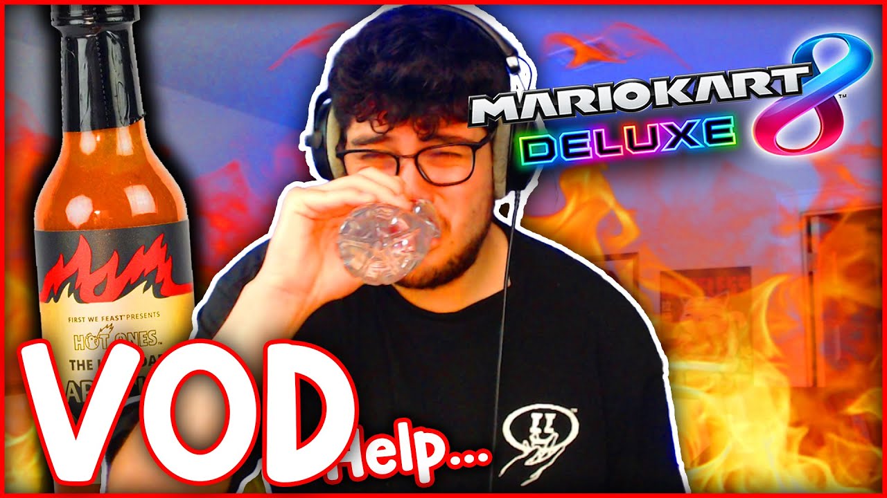 HOT SAUCE CHALLENGE PLAYING MARIO KART AGAINST CHAT [VOD]