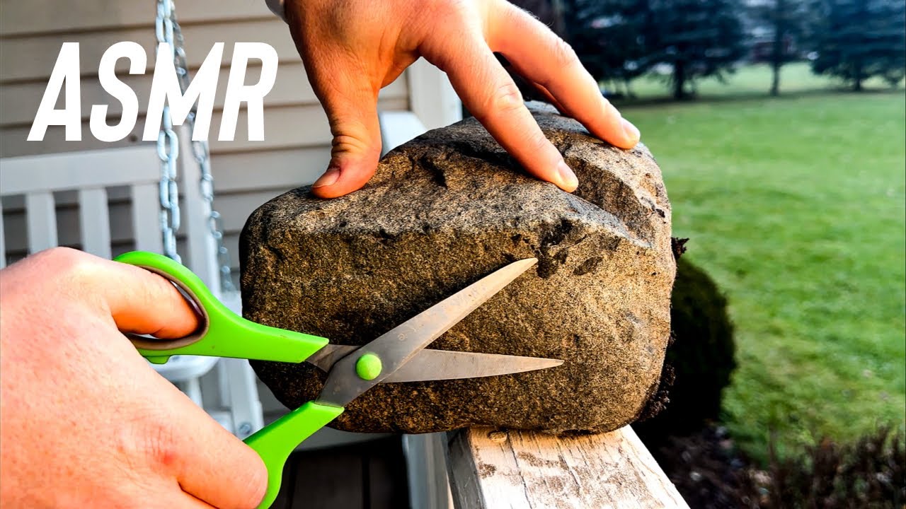 ASMR | Giving A Rock A Haircut in the Rain