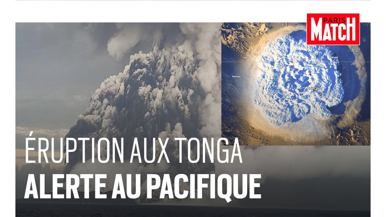 L'éruption du volcan Hunga Tonga vue du ciel, alerte au tsunami dans le Pacifique