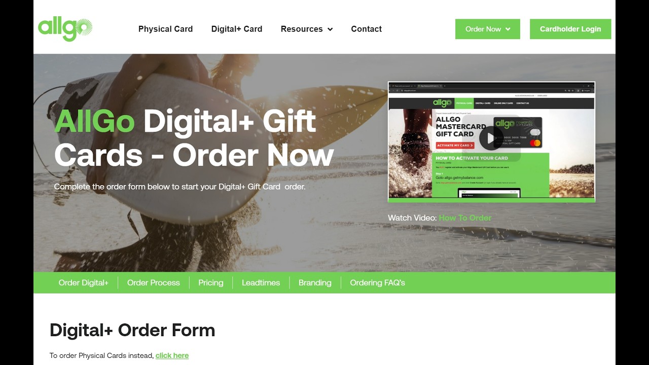 How to Order AllGo Mastercard - Digital+ Cards