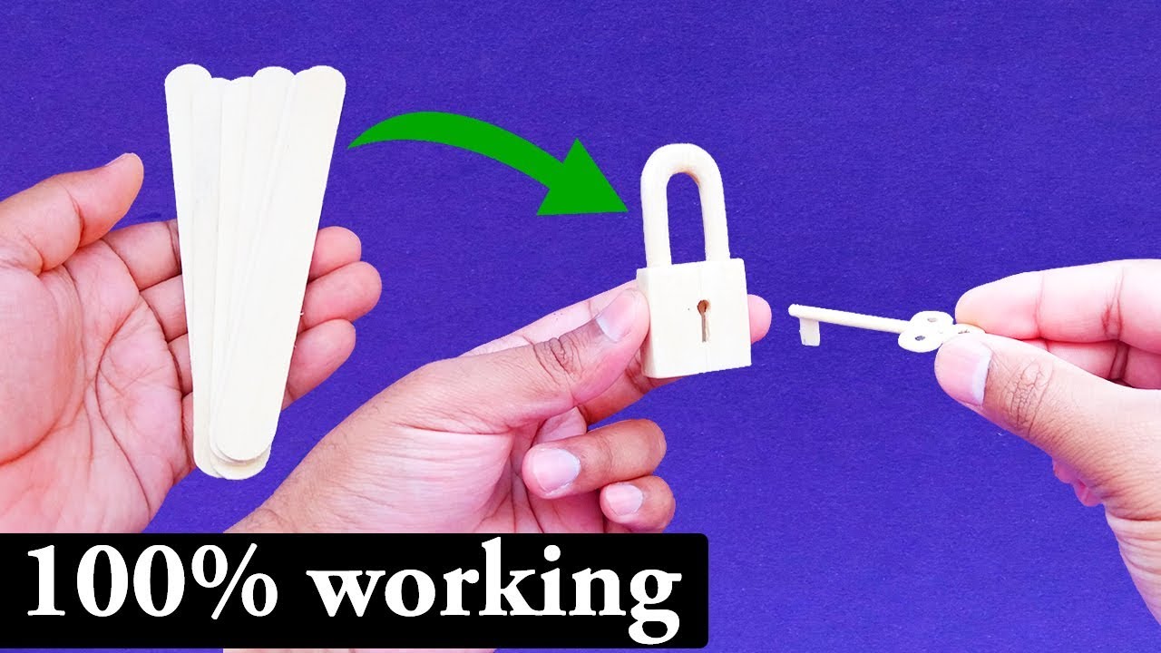 How To Make A Lock From Popsicle Stick | Fully 100% Working Lock Science Project | Amazing Padlock