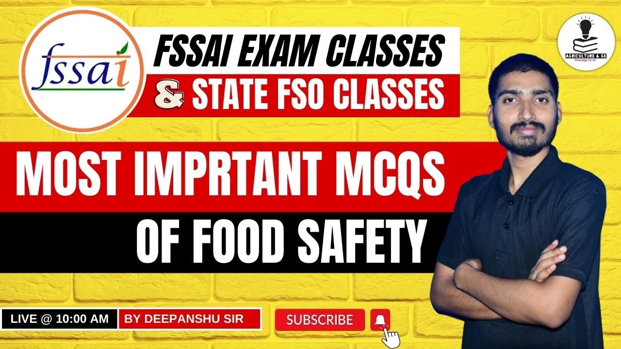 Food Safety MCQs | FSSAI | Food Safety Officer Exam Classes | FSAAI Exam Preparation | FSO Classes