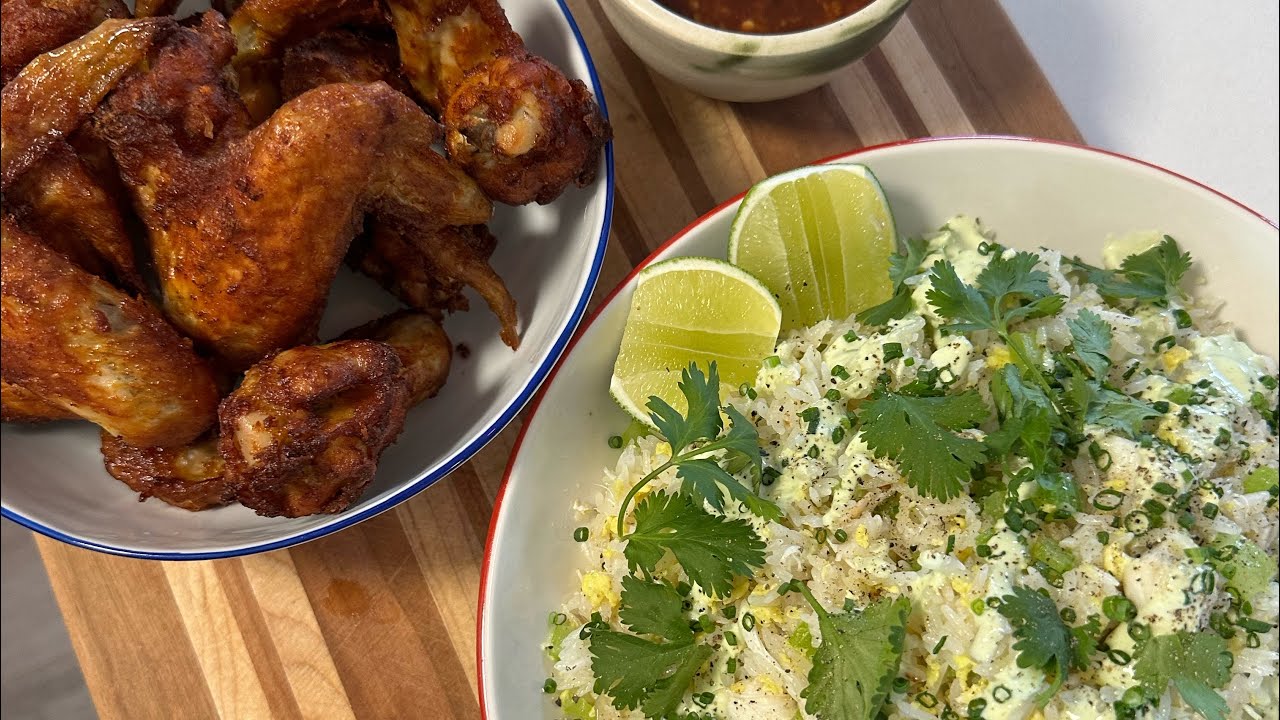 chicken wings and crab fried rice