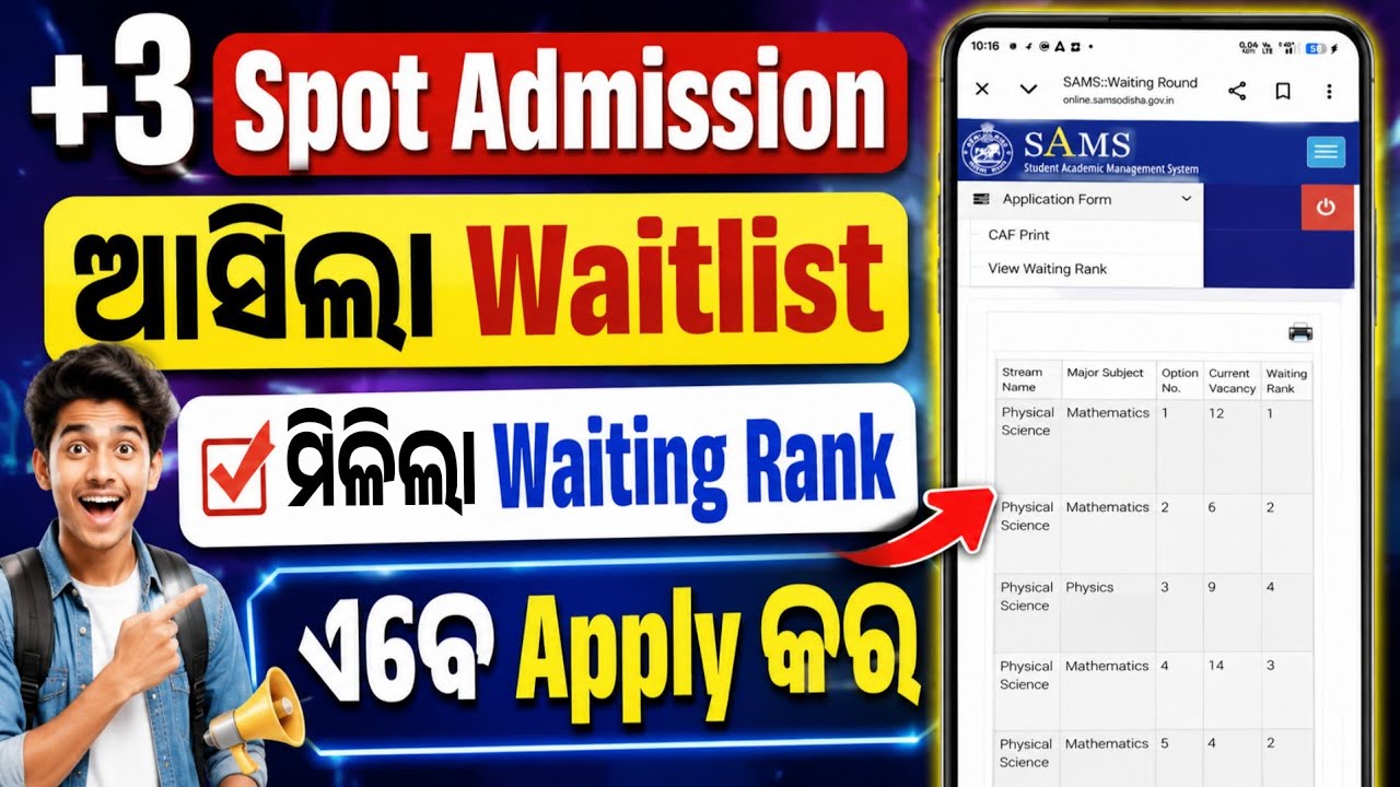 +3 Spot Waiting List Published। Plus3 Spot Admission Waitlist Check। +3 Spot Waiting Rank Check।