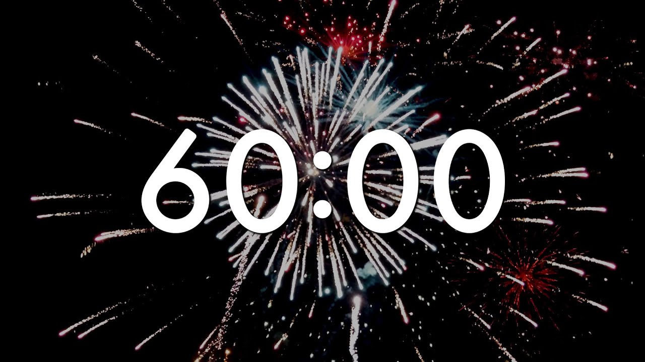 Таймер обратного отсчета на 1 час/таймер на 60 минут для празднования Нового года с фейерверком