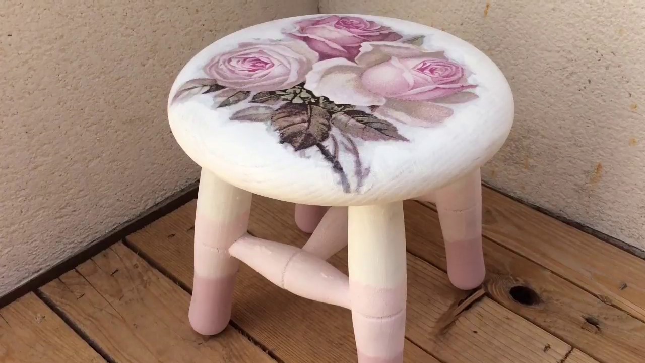 Taburete decorado con decoupage/stool decorated with decoupage (ENG SUB)
