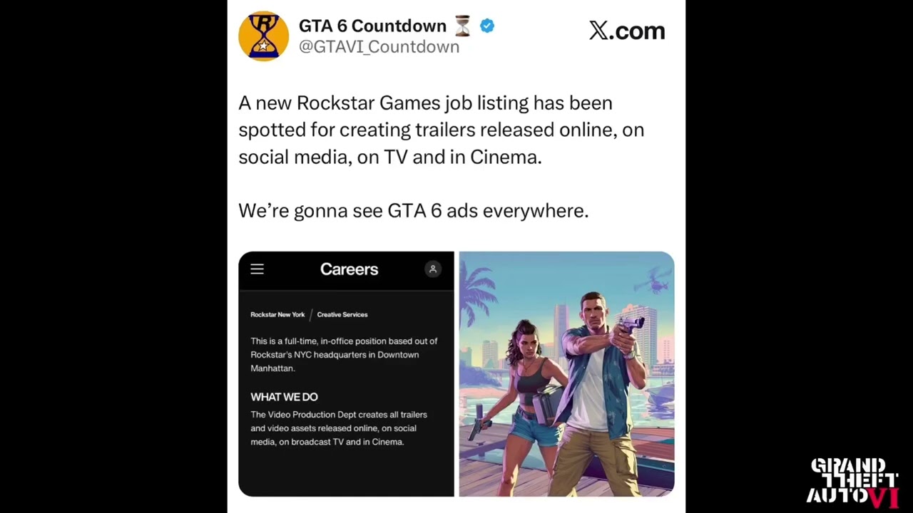 GTA: VI&reg; | Cmty Discovery | Rockstar Games Job Listing | Video Production | Trailer 3 Coming Soon