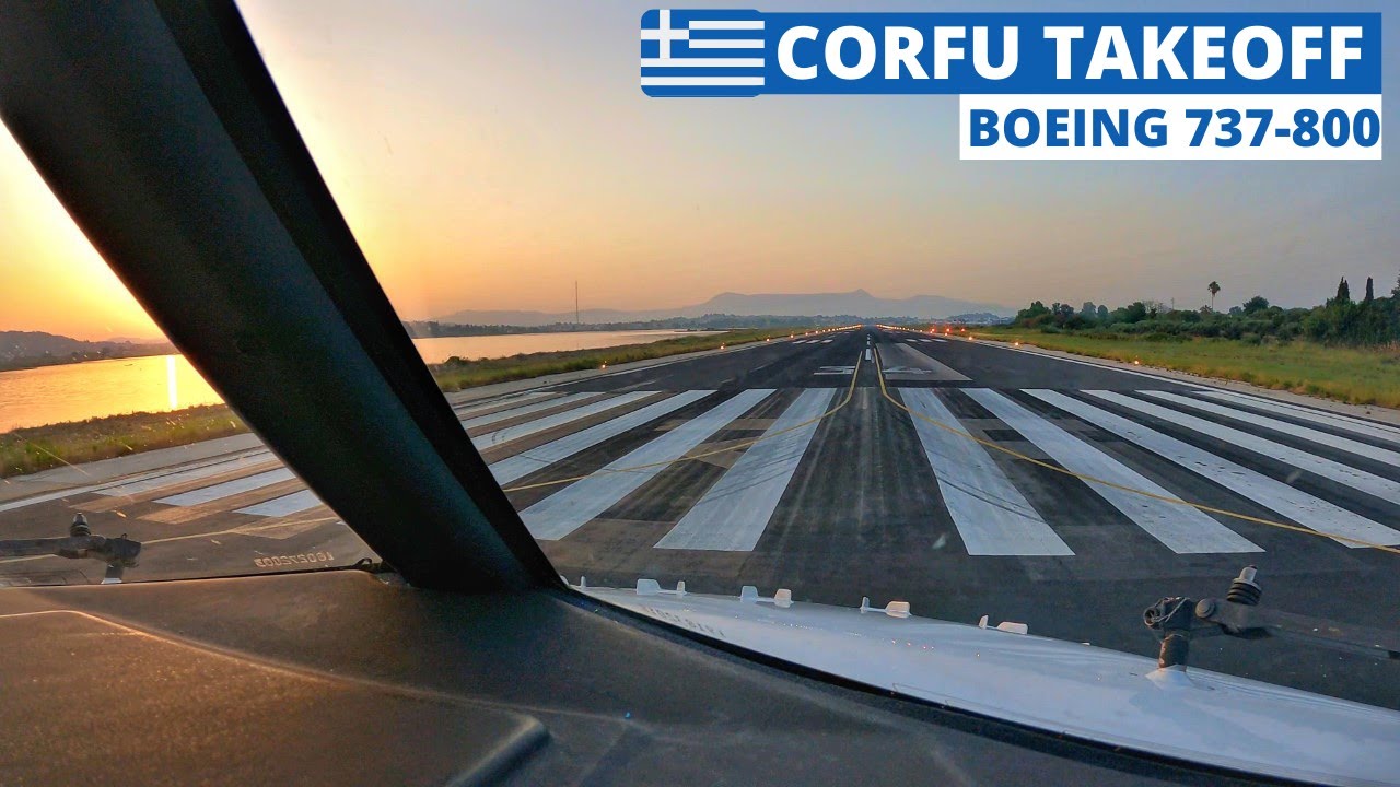 Boeing 737-800 Cockpit Takeoff from CORFU, Greece | Sunset Departure | Pilot's View [4K] | GoPro 9