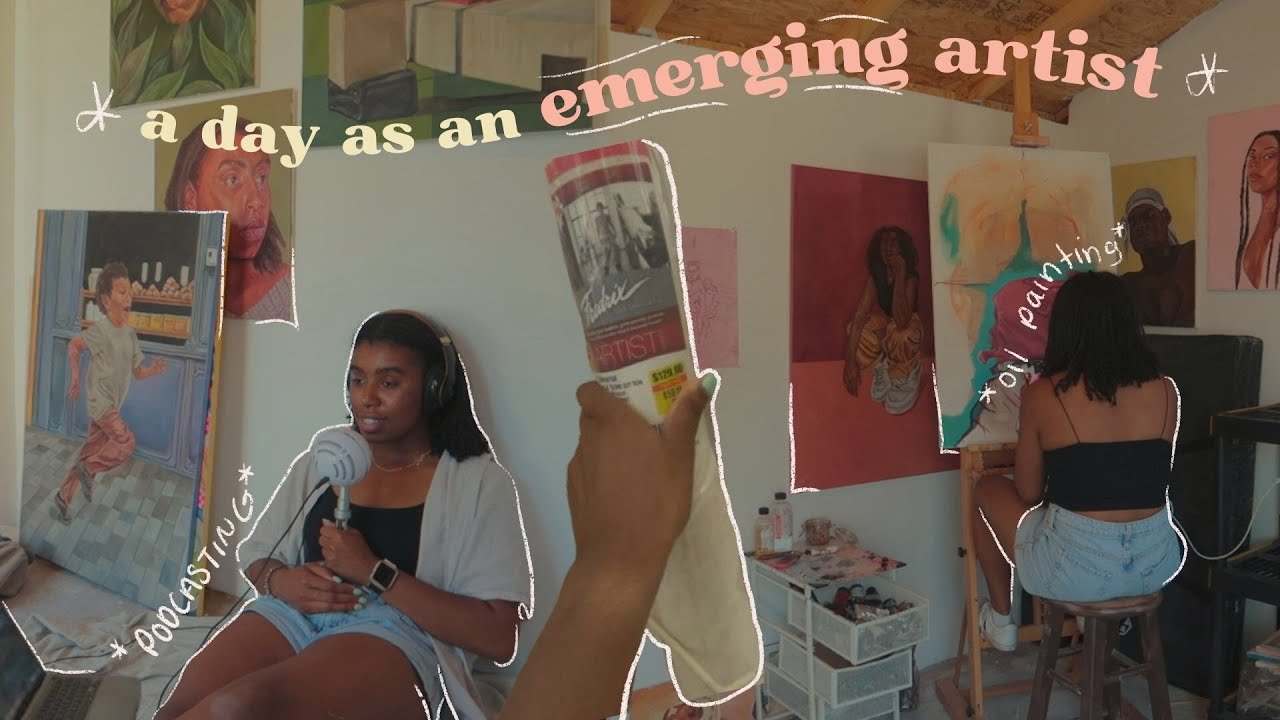 a day as an EMERGING artist| studio time, art shopping, podcasting & college duties