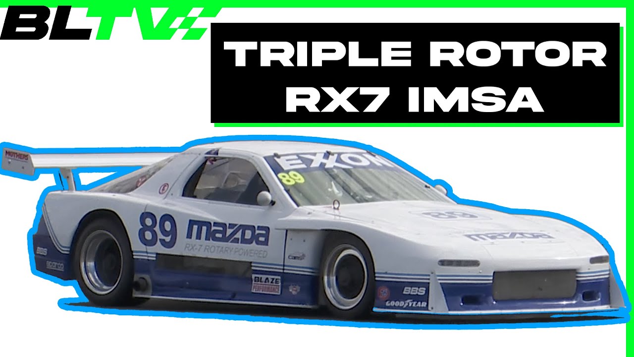 Incredible Triple Rotor IMSA Mazda RX7 Historic Sports Sedan In The Pits