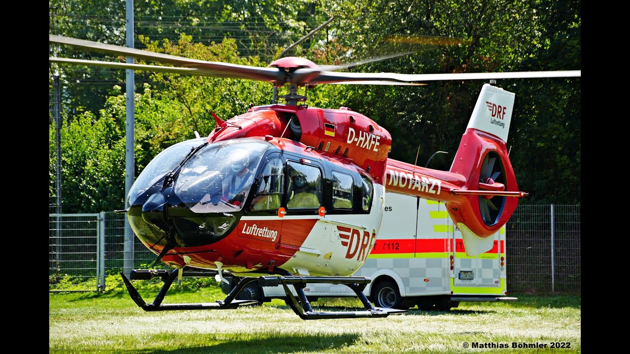 🚁Christoph 51 I DRF Luftrettung I H145 D3 D-HXFE I Takeoff Altbach Sportplatz⚽ 22.07.2022