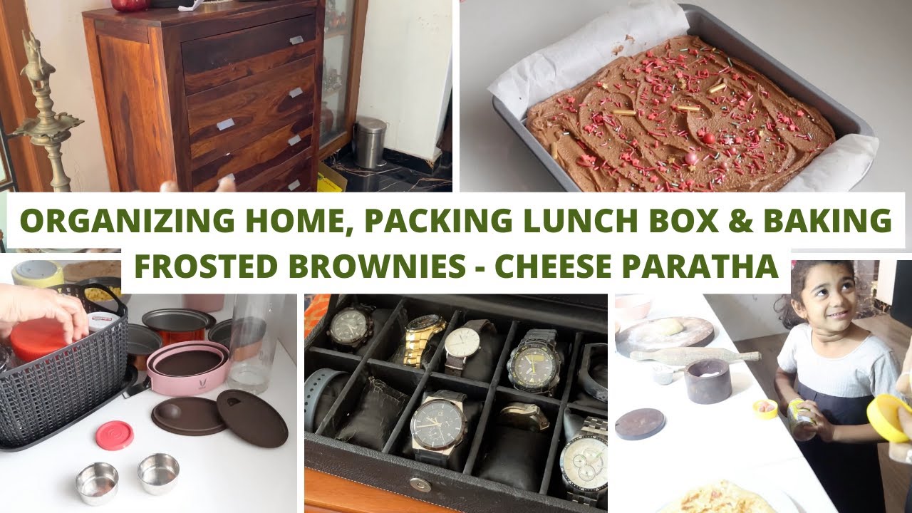 Organising Watch & Sunglasses - School Morning Vlog - Cheese Paratha in Lunch Box - Frosted Brownies