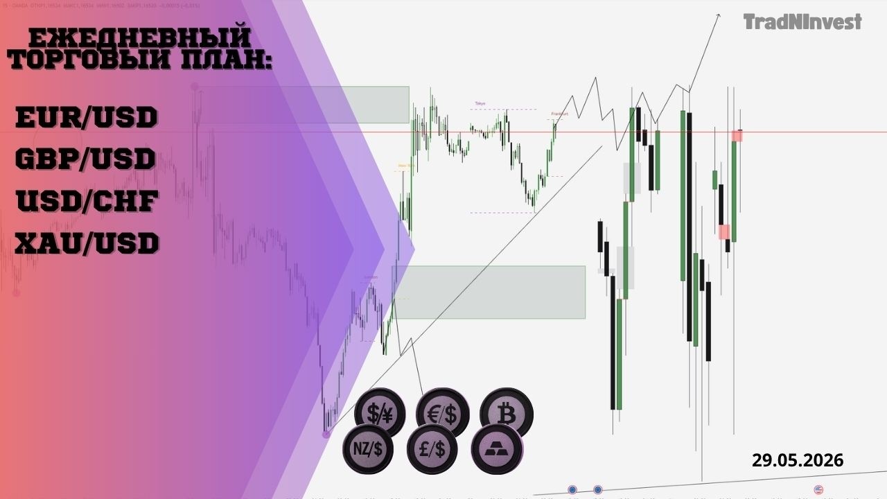 Готовый торговый план на сегодня ( 29 Мая 2026)&mdash;EUR/USD, GBP/USD, USD/CHF, XAU/USD!
